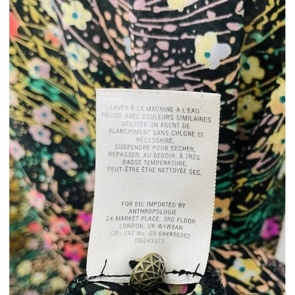 Akemi + Kin Anthropologie Midi Dress S Sheer Flowy Boho Floral Cottagecore Slit - Picture 7 of 10